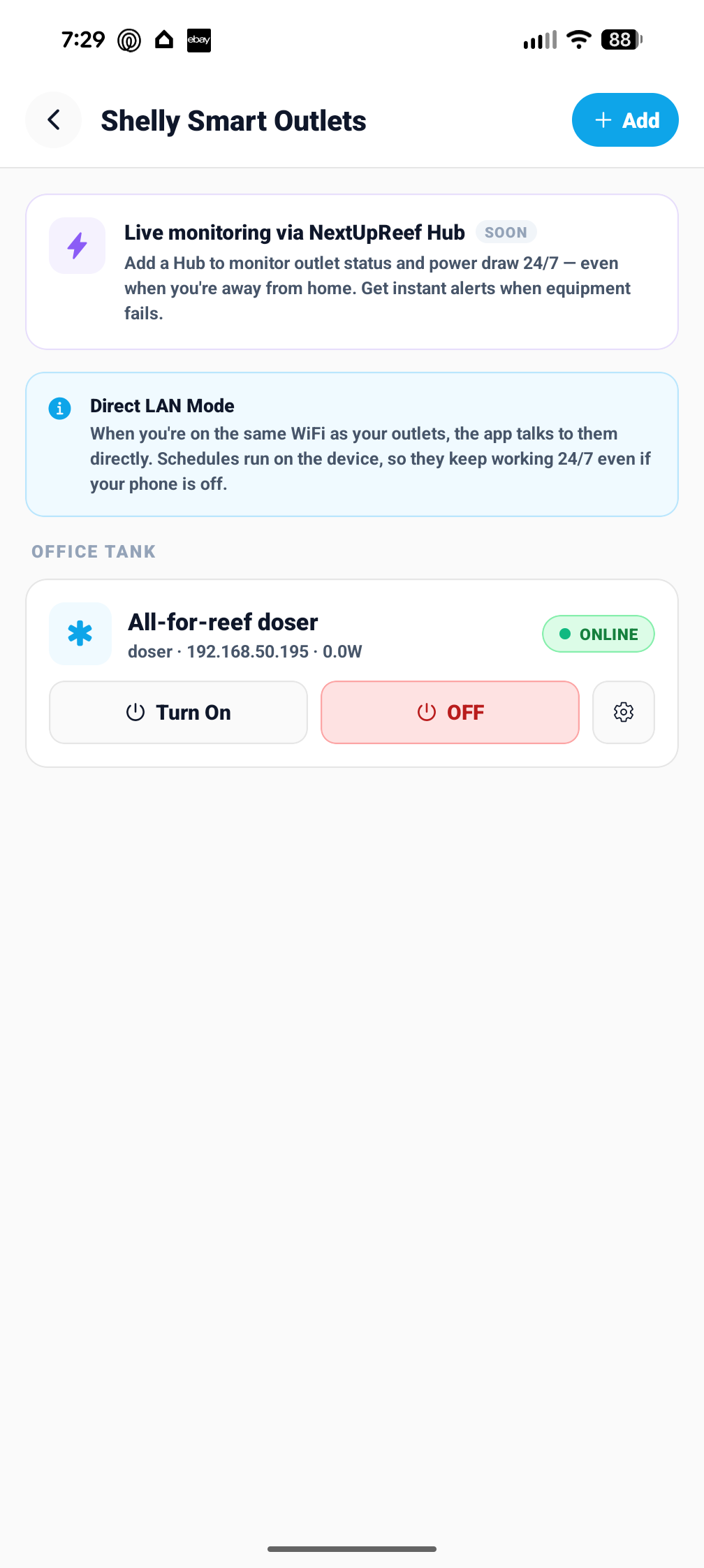 Shelly Smart Outlets screen